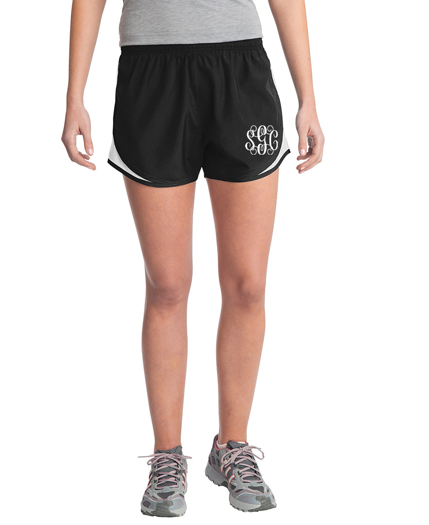 Monogrammed Athletic Shorts - Black/White - Southern Grace Creations