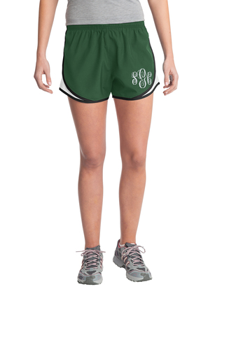 Monogrammed Athletic Shorts - Forest Green/White - Southern Grace Creations
