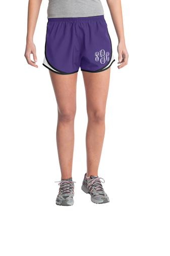 Monogrammed Athletic Shorts - Purple/White - Southern Grace Creations