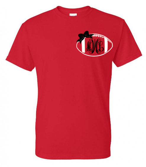 Monogrammed Football Tee (Left Chest) - Southern Grace Creations