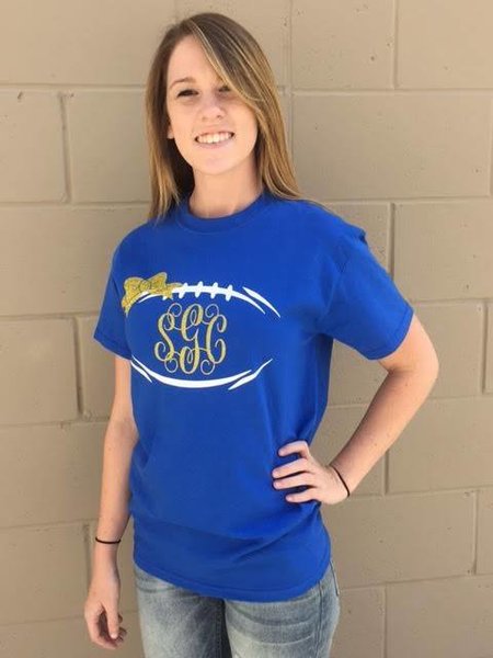 Monogrammed Football Tee - Southern Grace Creations