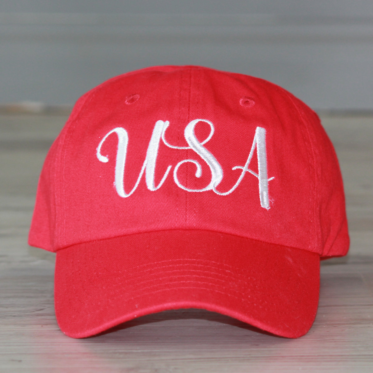 Monogrammed Hat - Red - Southern Grace Creations