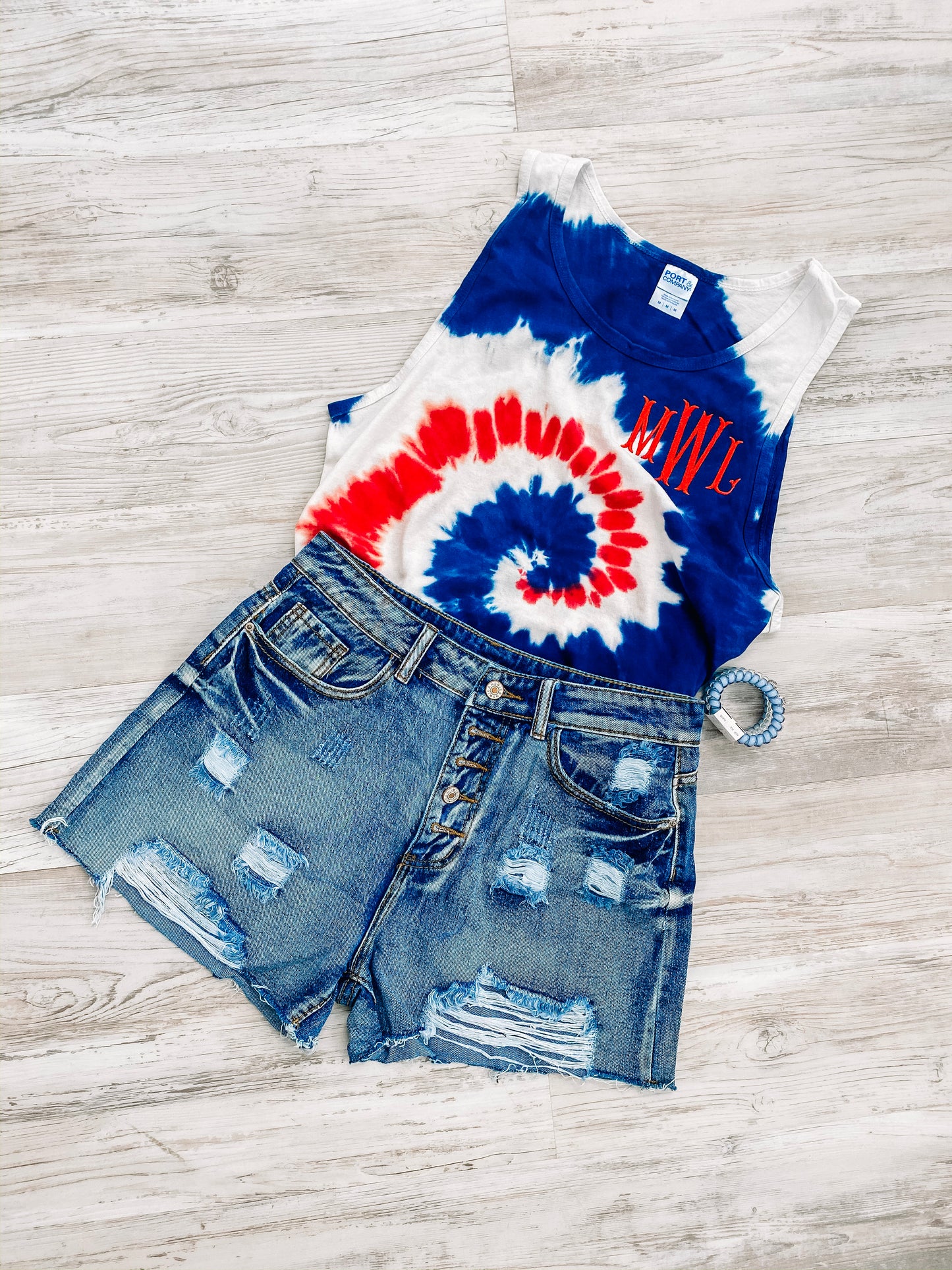 Monogrammed Tie Dye Tank - USA Rainbow - Southern Grace Creations