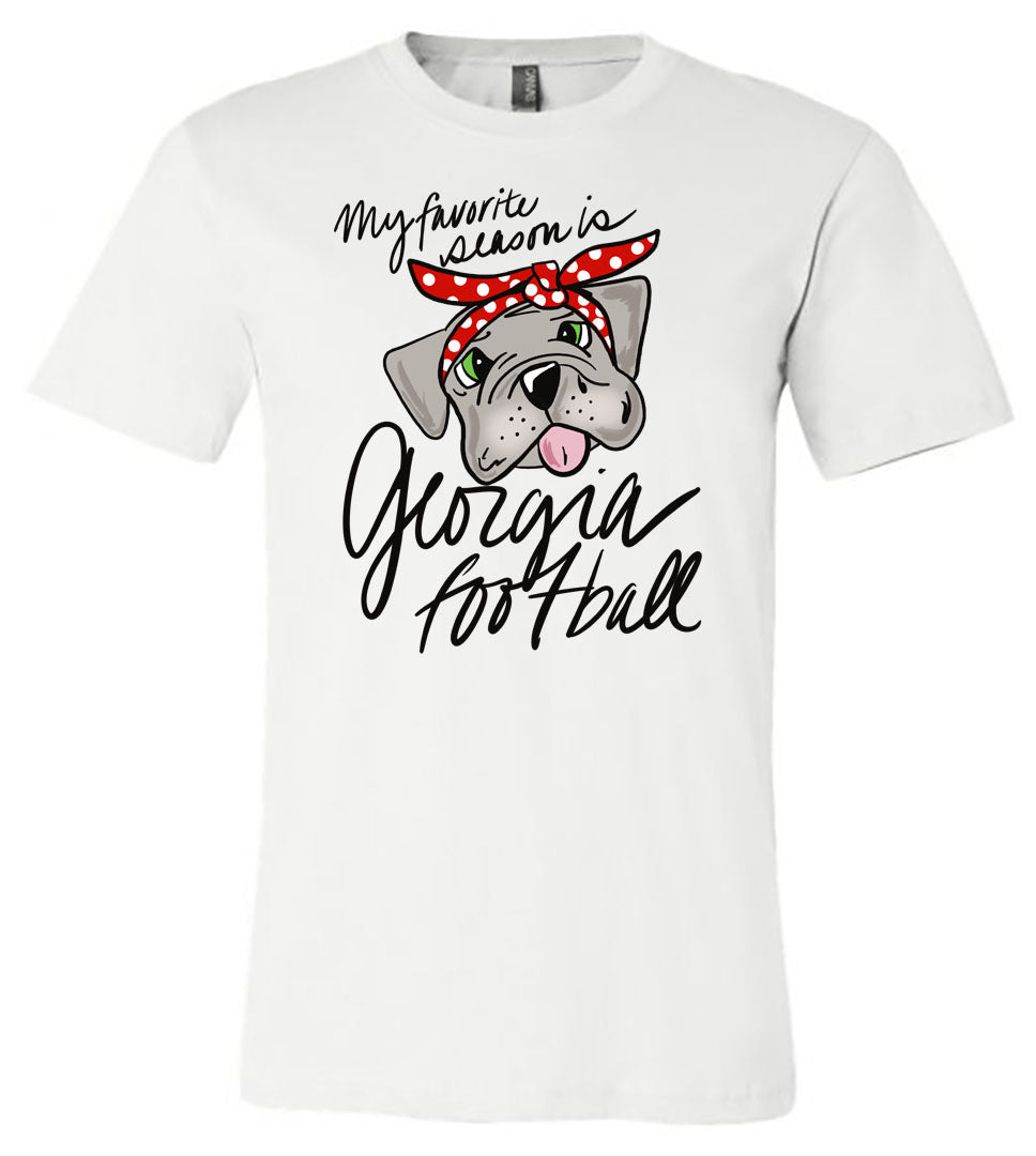 My Favorite Season is Georgia Football - White Tee - Southern Grace Creations