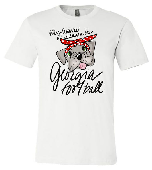My Favorite Season is Georgia Football - White Tee - Southern Grace Creations
