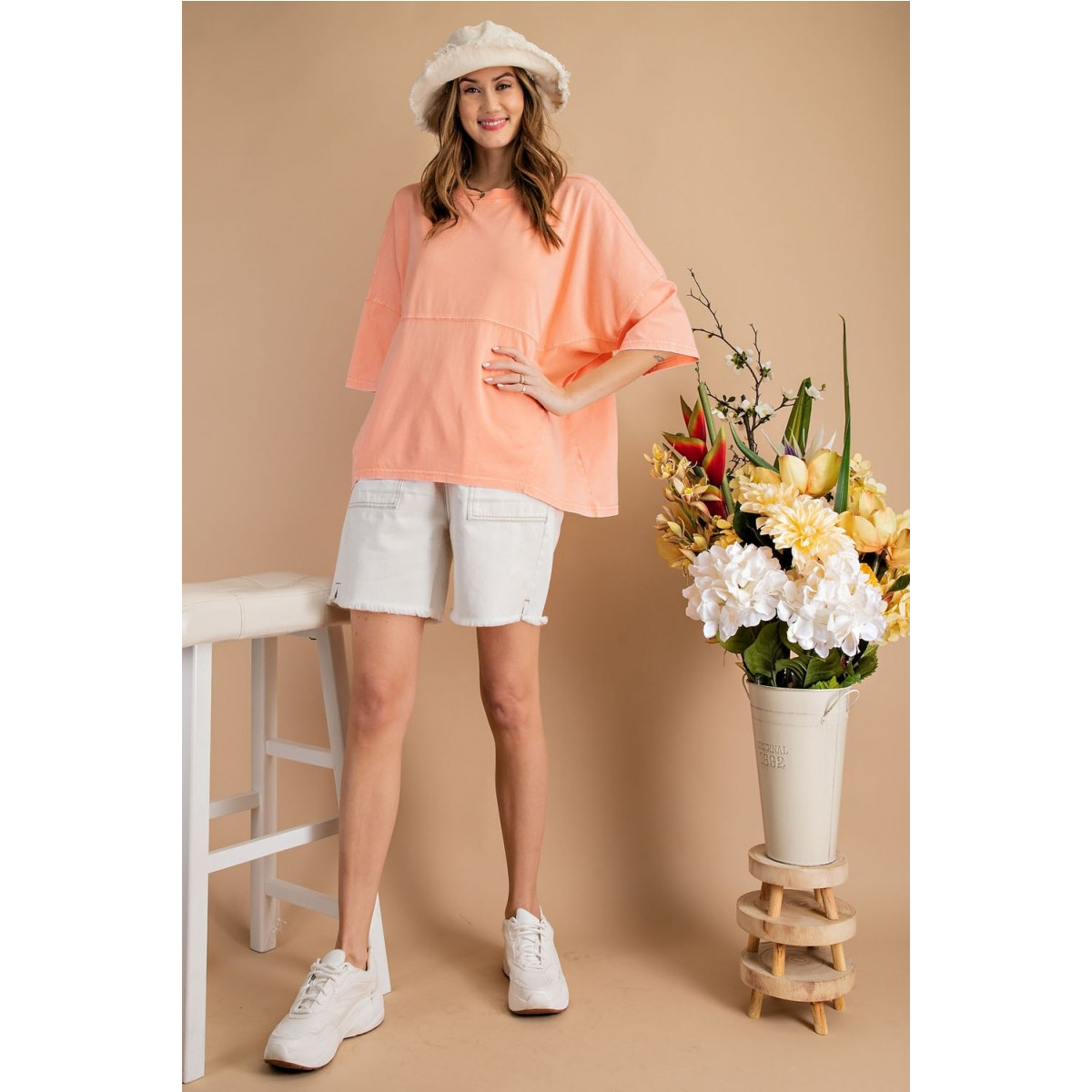 Neon Coral Short Sleeve Cotton Jersey - Southern Grace Creations