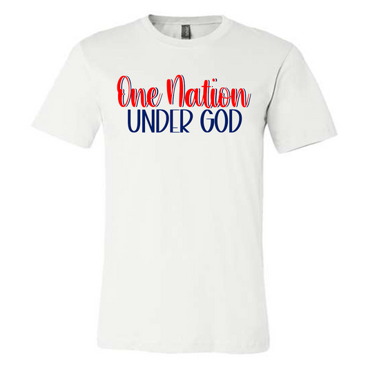 One Nation Under God - White Tee - Southern Grace Creations