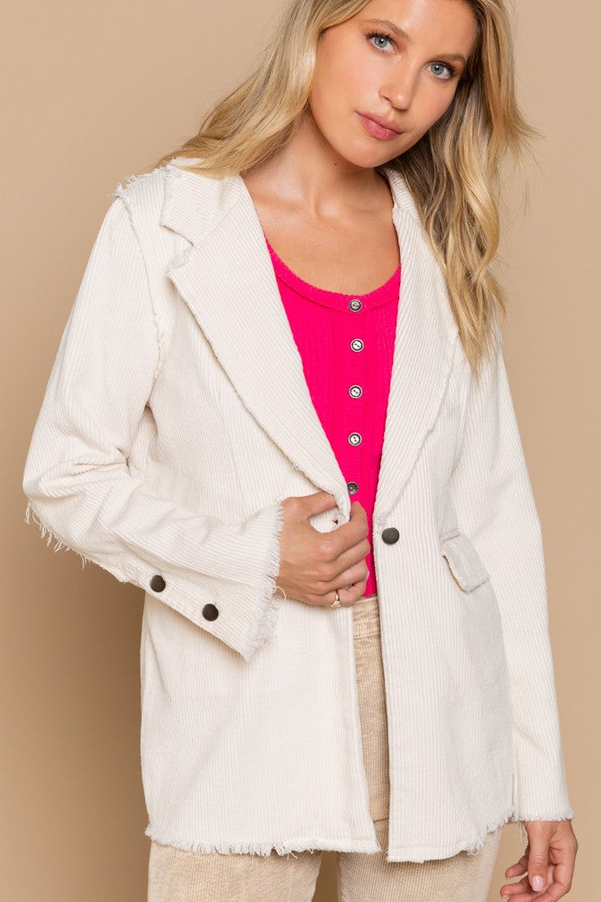Oversized Corduroy Blazer - Beige - Southern Grace Creations
