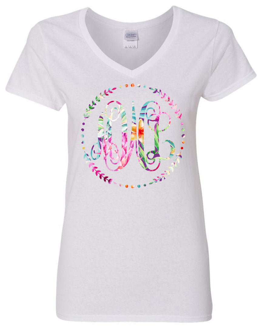 PINEAPPLE FLORAL VINE MONOGRAM PRINTED SHIRT - Southern Grace Creations