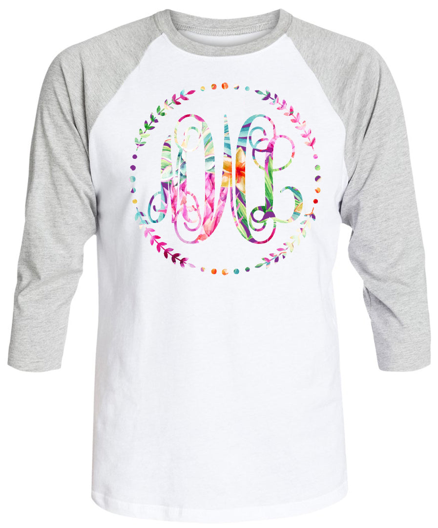 PINEAPPLE FLORAL VINE MONOGRAM PRINTED SHIRT - Southern Grace Creations