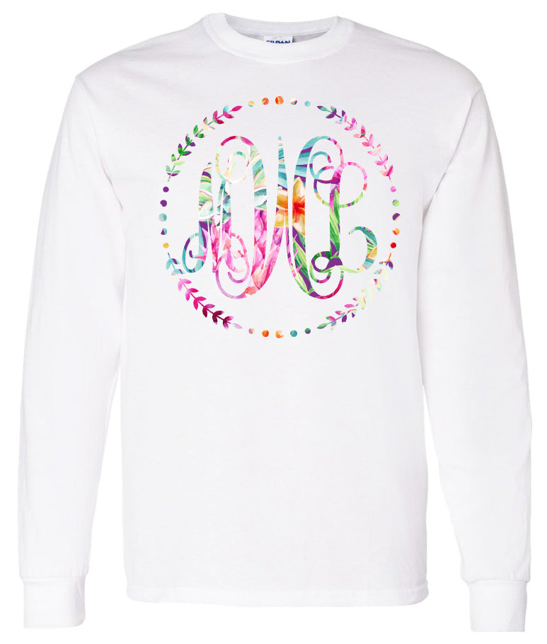 PINEAPPLE FLORAL VINE MONOGRAM PRINTED SHIRT - Southern Grace Creations