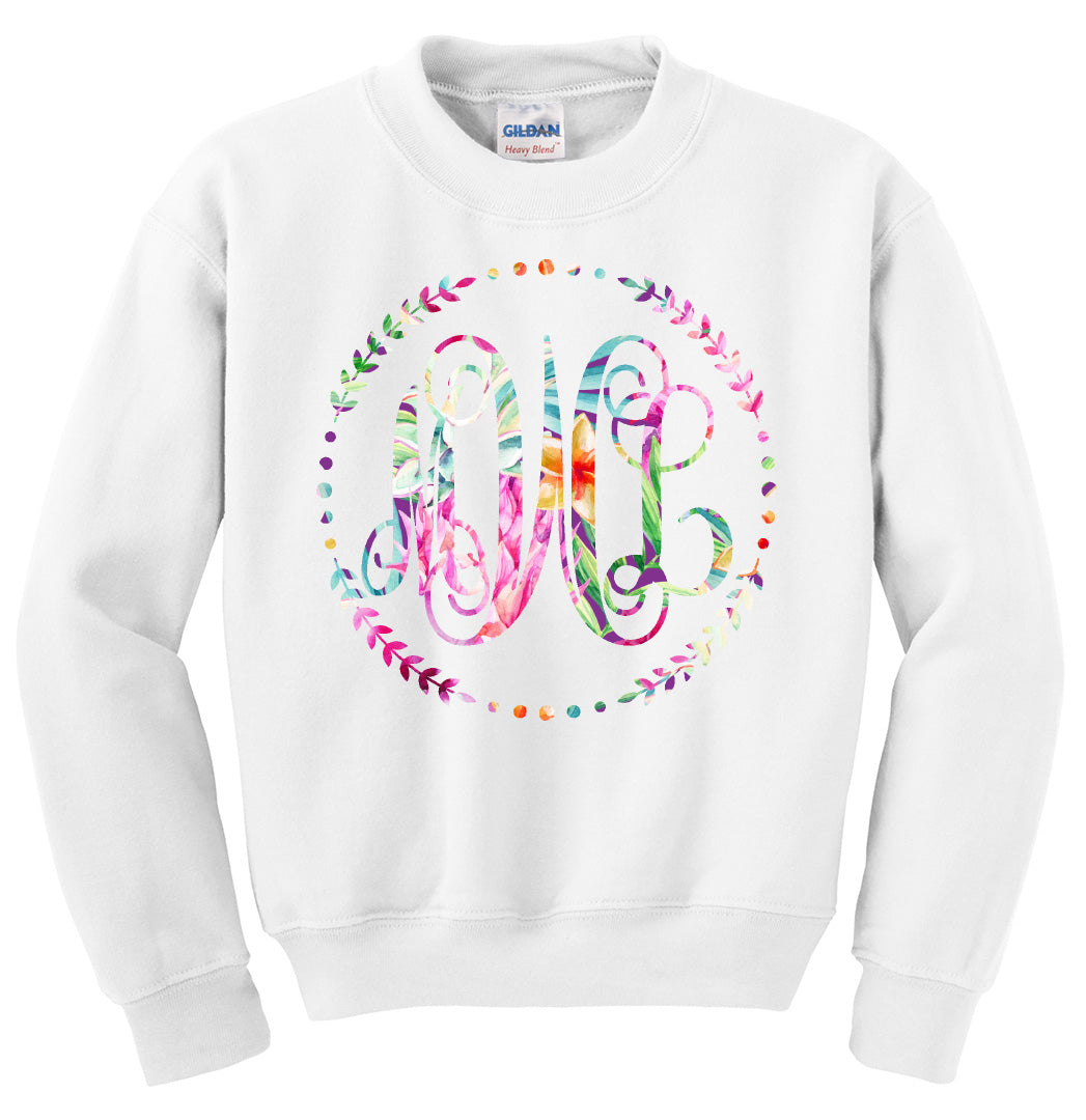 PINEAPPLE FLORAL VINE MONOGRAM PRINTED SHIRT - Southern Grace Creations