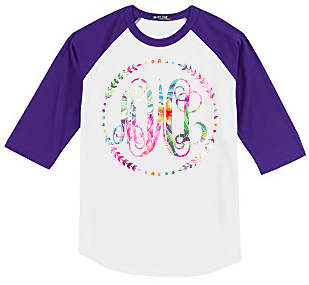 PINEAPPLE FLORAL VINE MONOGRAM PRINTED SHIRT - Southern Grace Creations