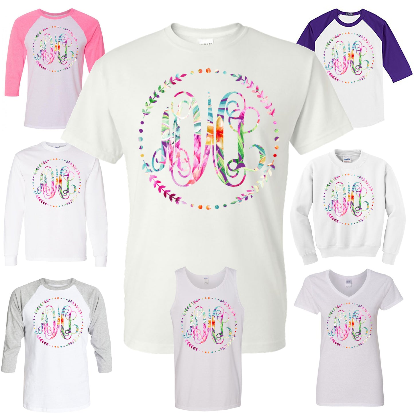 PINEAPPLE FLORAL VINE MONOGRAM PRINTED SHIRT - Southern Grace Creations