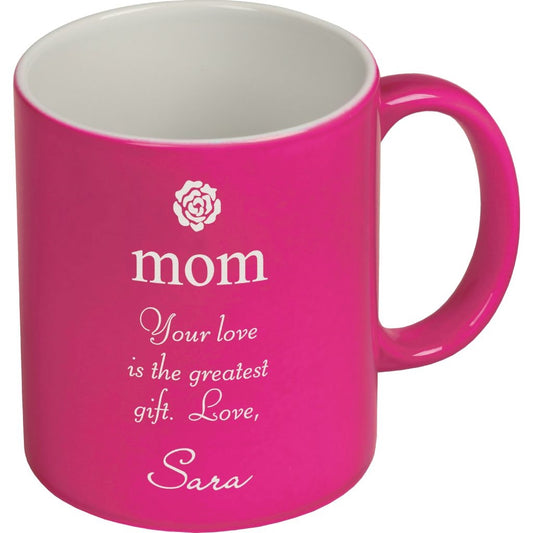 PINK & WHITE CERAMIC MUG 11 OZ. - Engravable (ZHZO33) - Southern Grace Creations