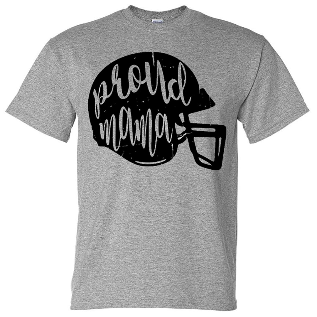 PROUD MAMA - FOOTBALL - SPORT GREY SHORT SLEEVE TEE - Southern Grace Creations