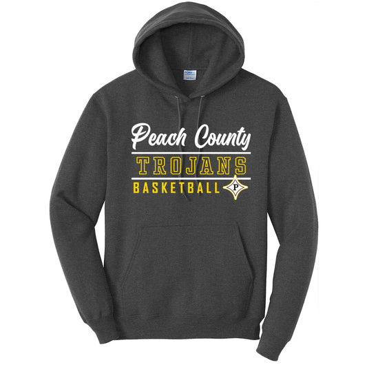 Peach County - Peach County Trojans Basketball - Dark Heather Grey (Tee/Drifit/Hoodie/Sweatshirt) - Southern Grace Creations
