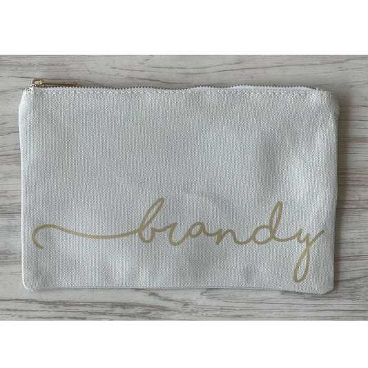 Personalized Cosmetic Bag - Grey - Southern Grace Creations