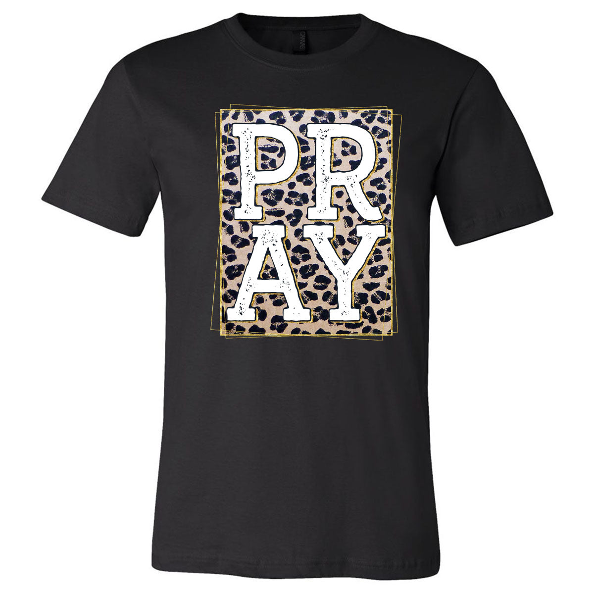 Pray Leopard Box - Black Short Sleeve Tee - Southern Grace Creations