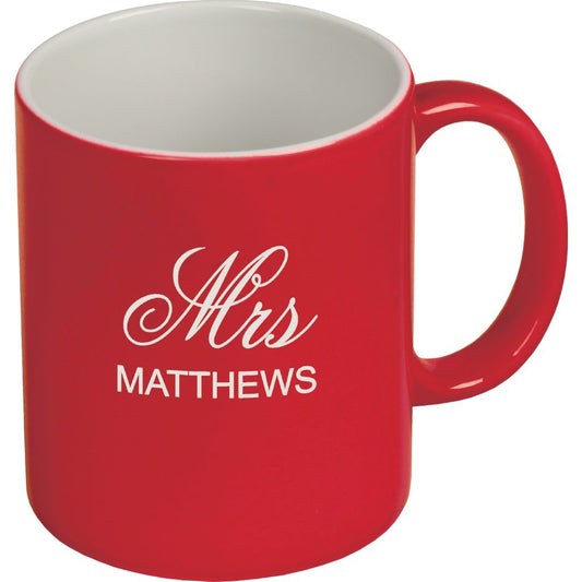 RED & WHITE CERAMIC MUG 11 OZ.  - Engravable (ZHZO35) - Southern Grace Creations