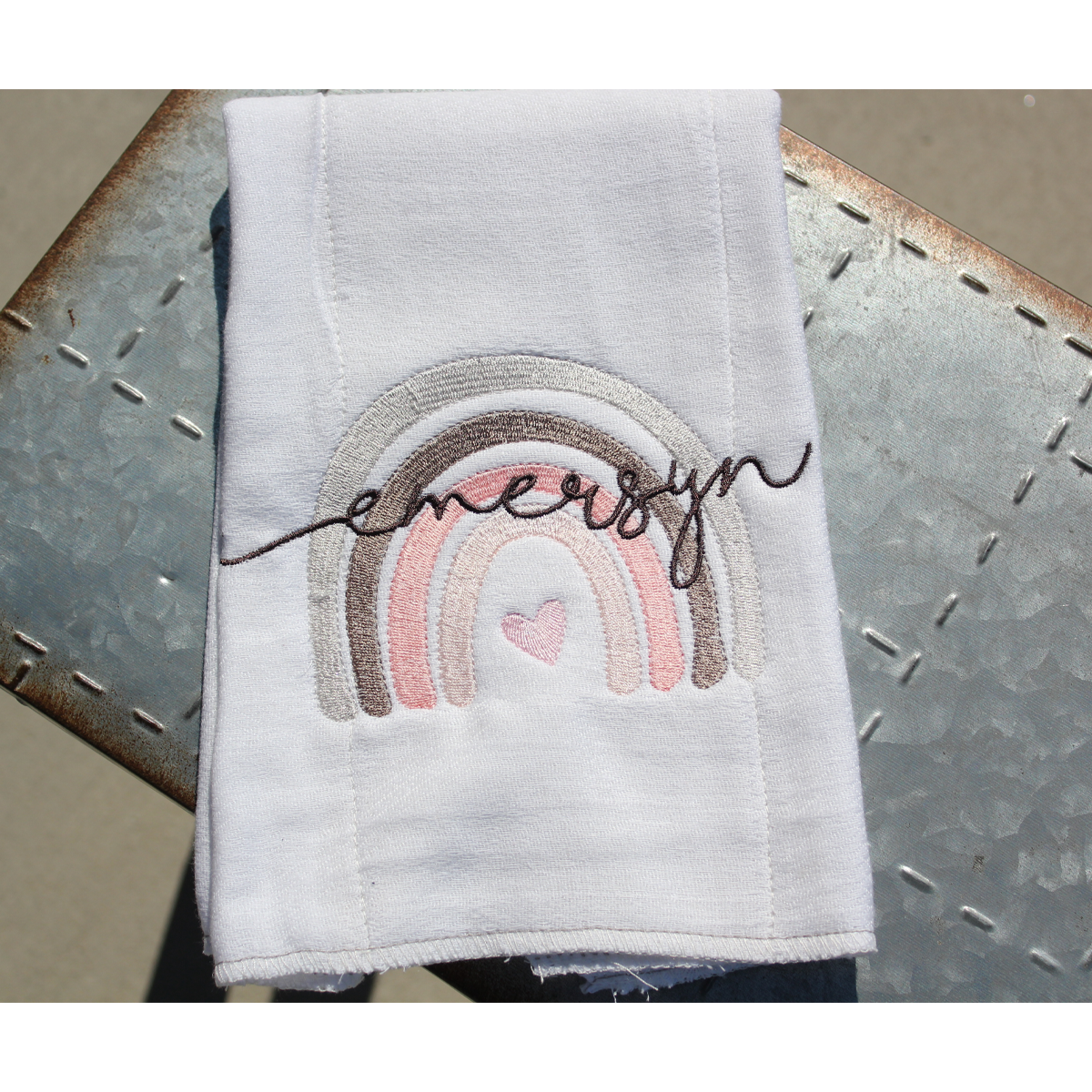 Rainbow Wishes - Embroidered Rainbow Burp Cloth - Southern Grace Creations