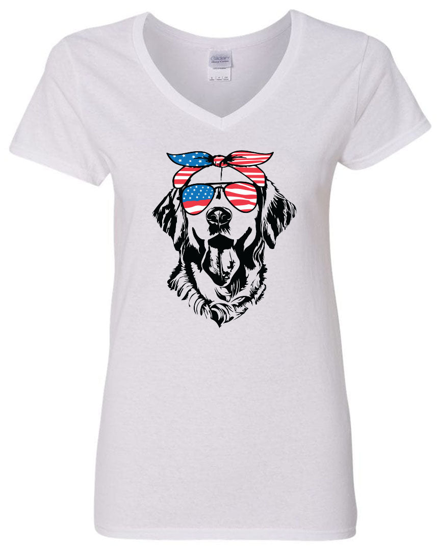 Retriever with Flag Bandana & Glasses Tee - Southern Grace Creations