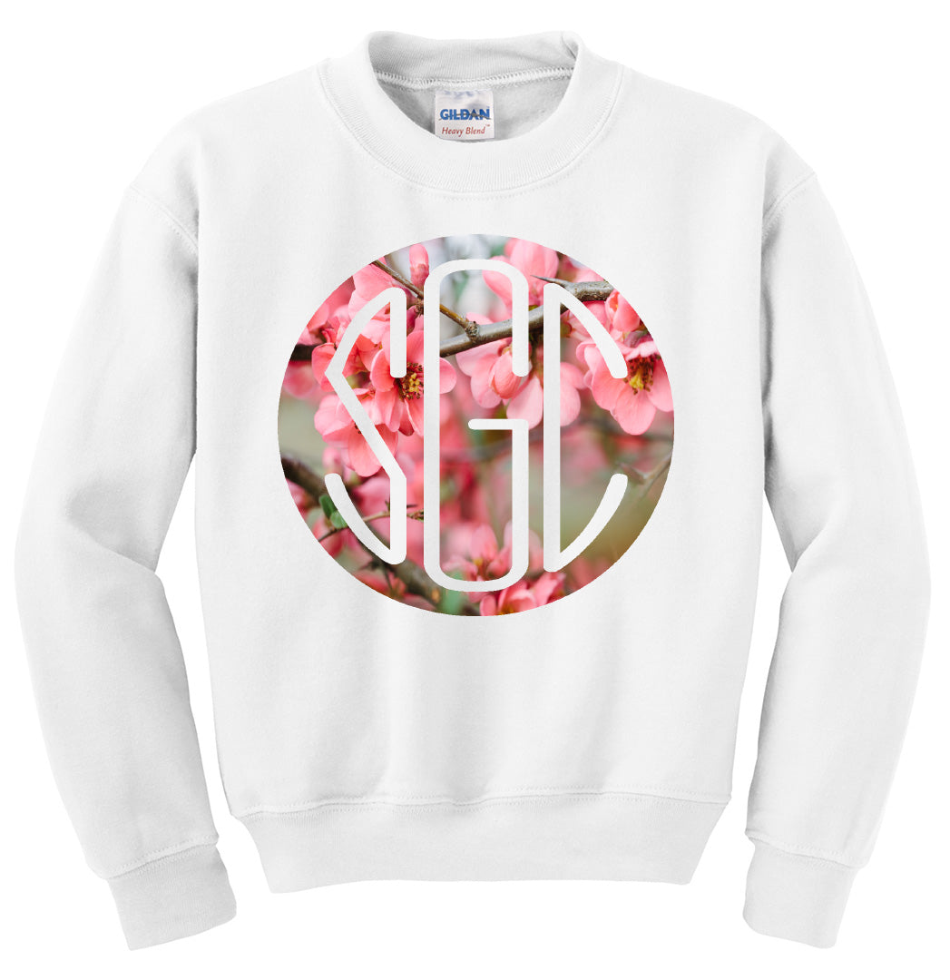 SPRING BLOSSOM ROUND MONOGRAM PRINTED SHIRT - Southern Grace Creations