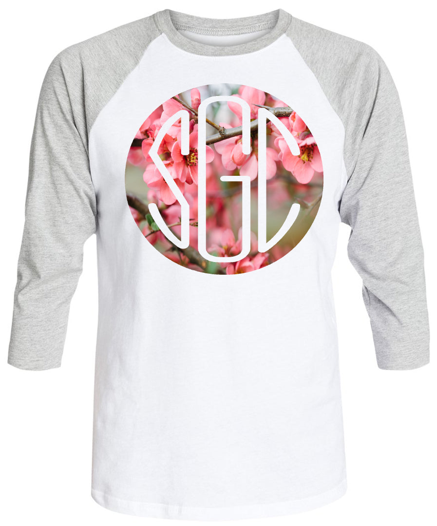 SPRING BLOSSOM ROUND MONOGRAM PRINTED SHIRT - Southern Grace Creations