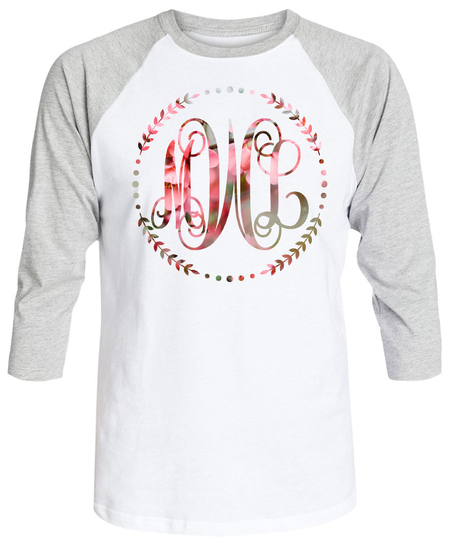 SPRING BLOSSOM VINE MONOGRAM PRINTED SHIRT - Southern Grace Creations