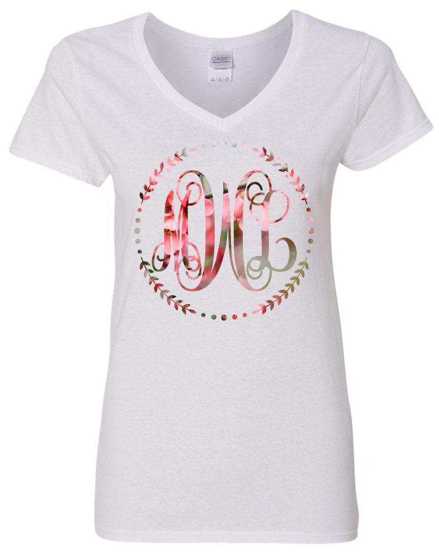 SPRING BLOSSOM VINE MONOGRAM PRINTED SHIRT - Southern Grace Creations