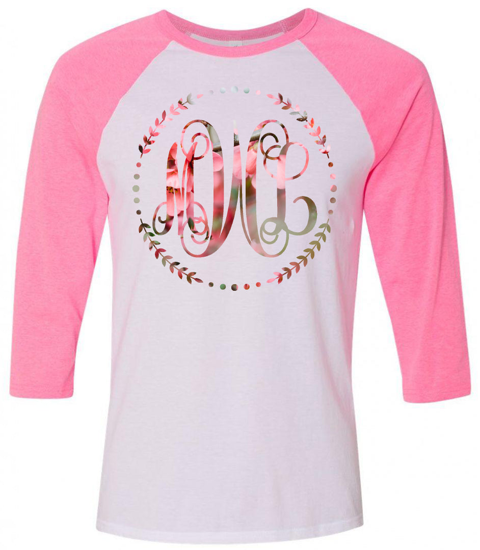 SPRING BLOSSOM VINE MONOGRAM PRINTED SHIRT - Southern Grace Creations