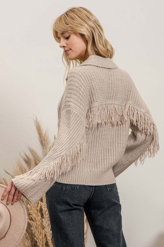 Sabrina Fringe Sweater - Southern Grace Creations