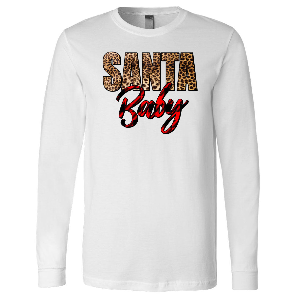 Santa Baby Leopard Plaid Tee - Southern Grace Creations