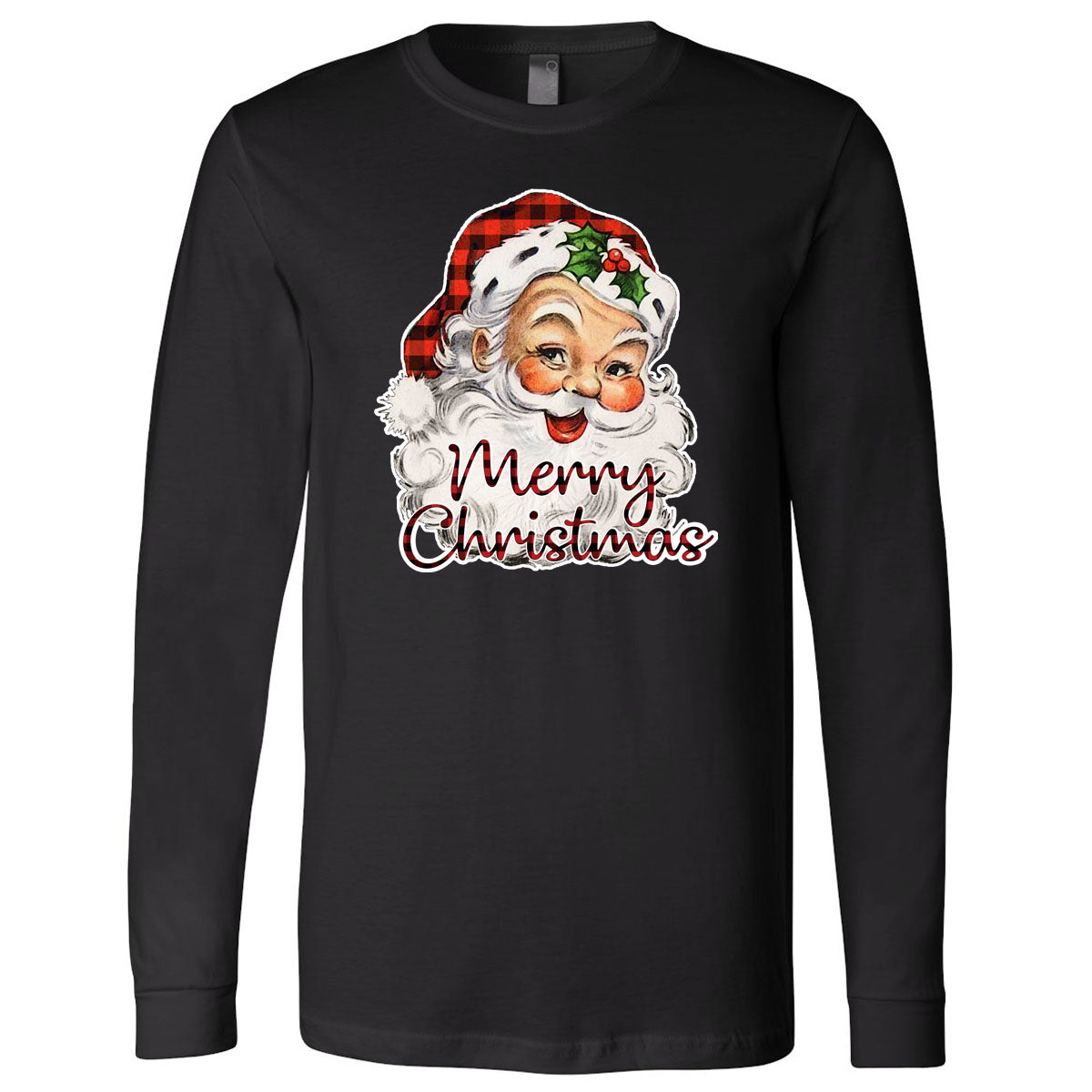Santa Head Merry Christmas Tee - Southern Grace Creations