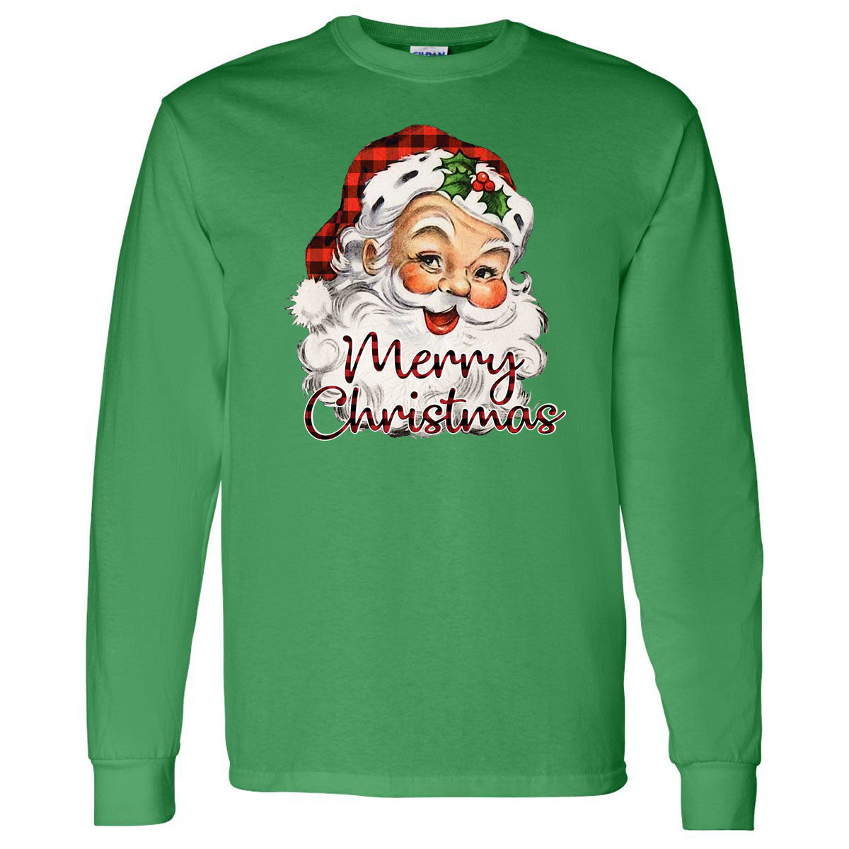 Santa Head Merry Christmas Tee - Southern Grace Creations