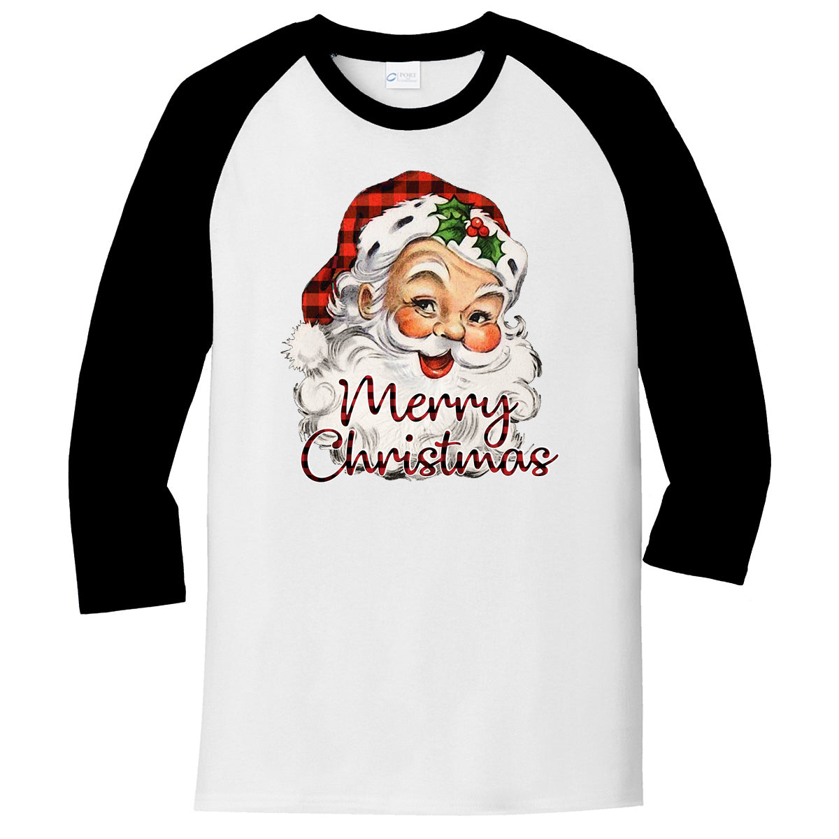 Santa Head Merry Christmas Tee - Southern Grace Creations