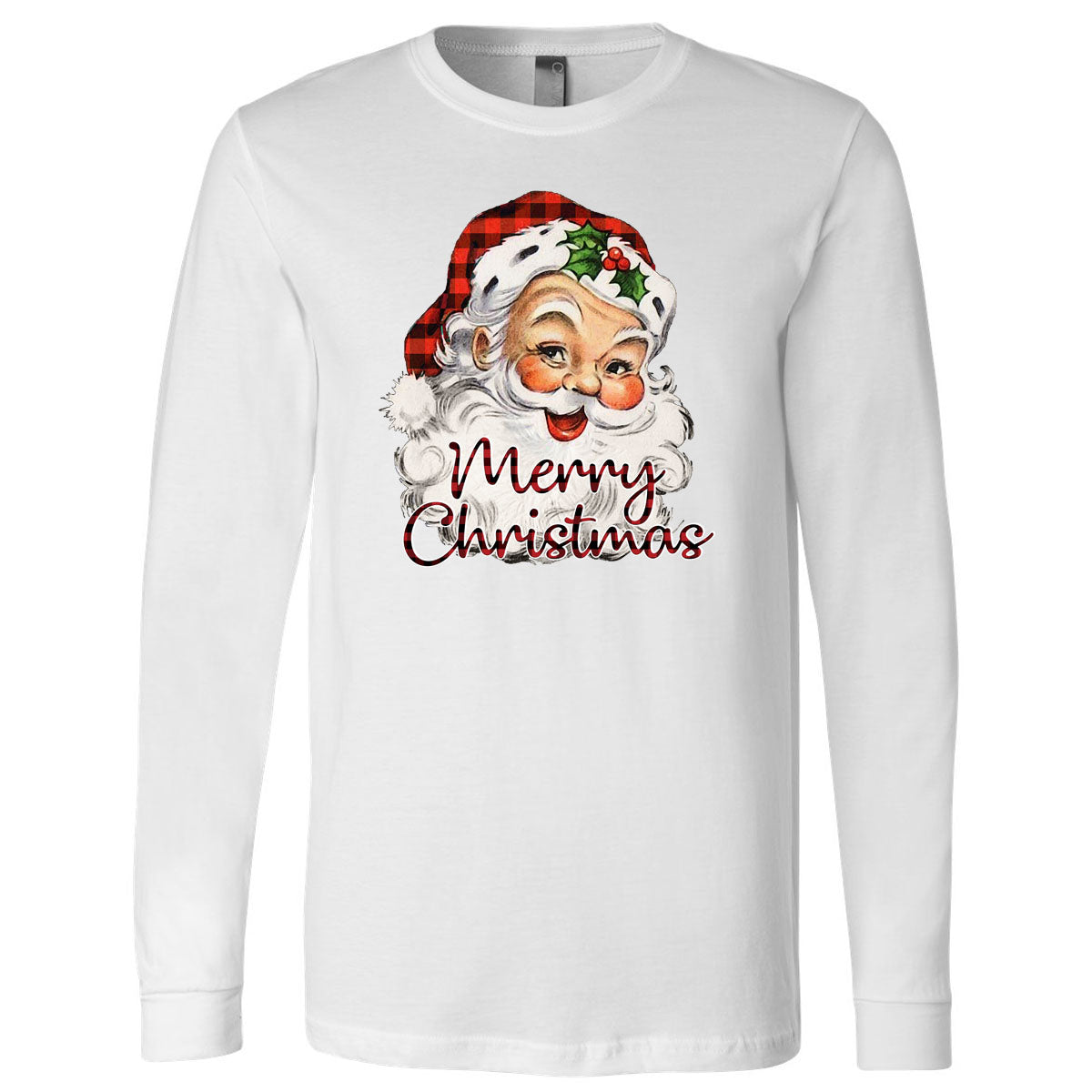 Santa Head Merry Christmas Tee - Southern Grace Creations