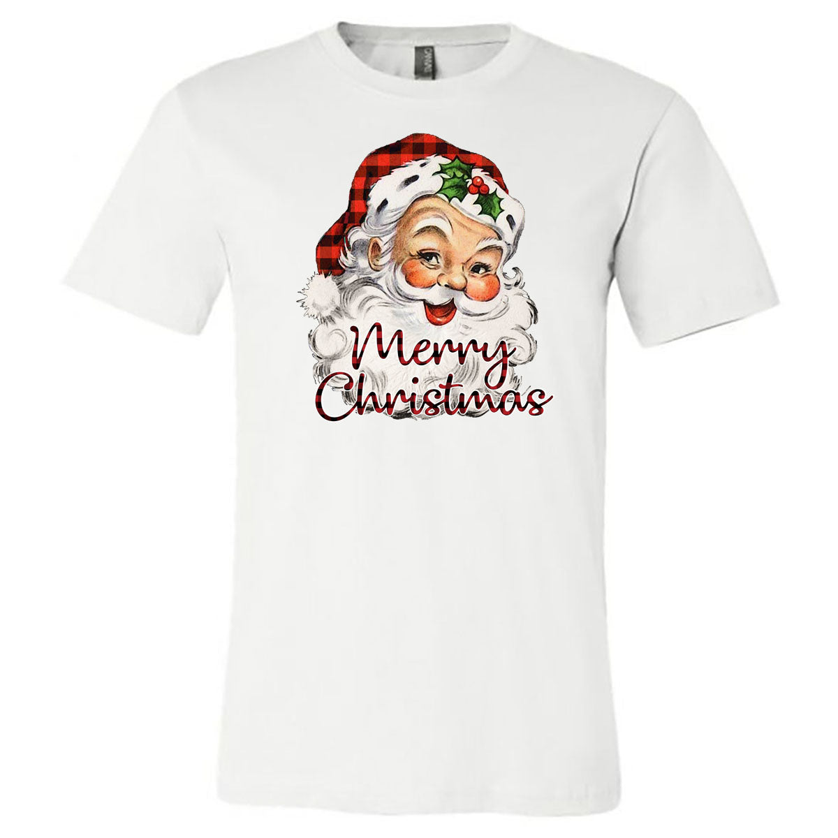 Santa Head Merry Christmas Tee - Southern Grace Creations