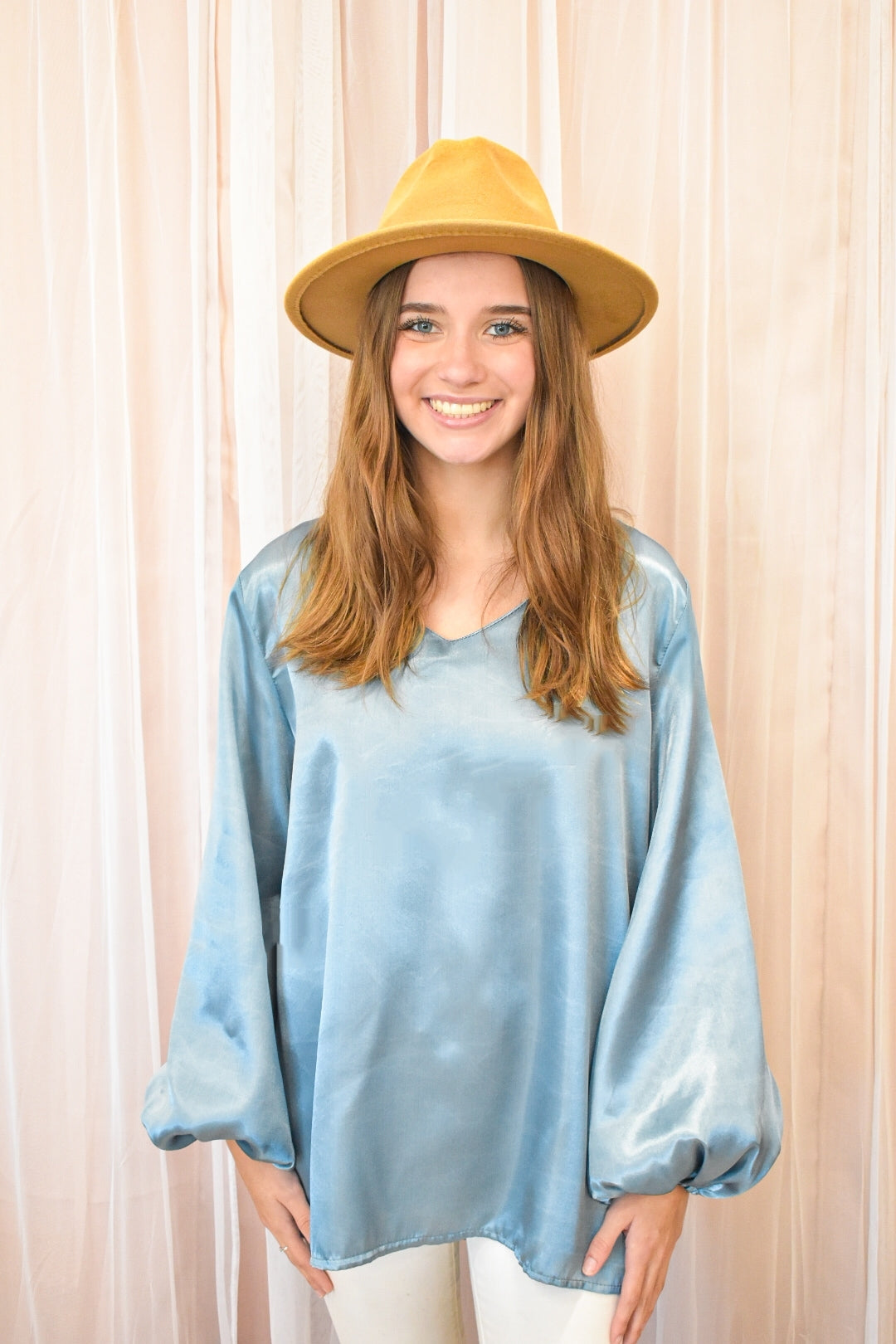 Shine Bright Blouse-Baby Blue - Southern Grace Creations