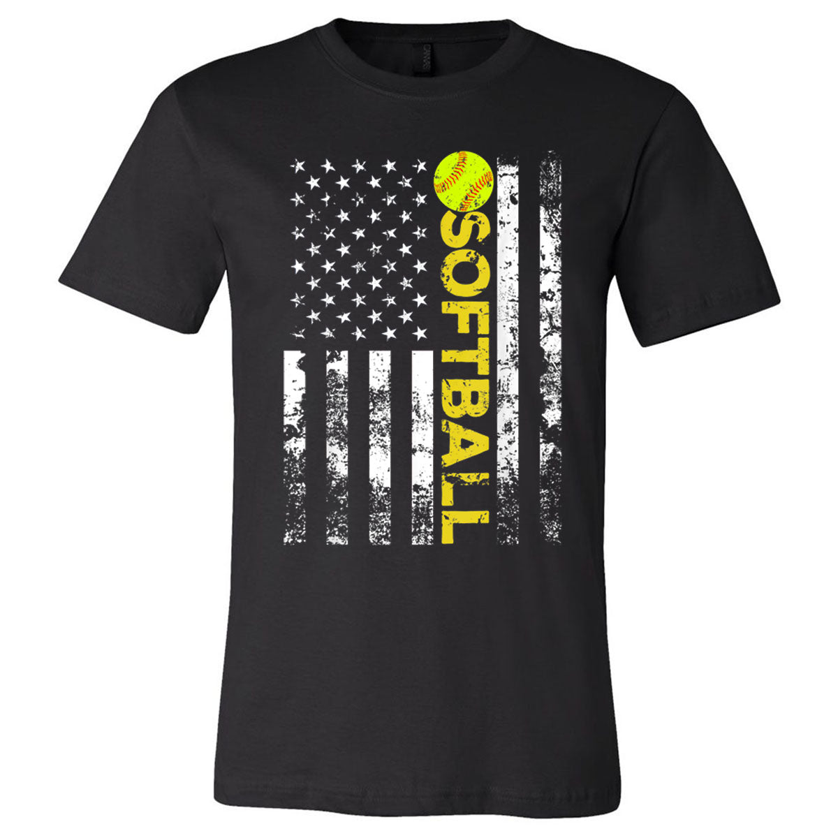 Softball Flag - Black Tee - Southern Grace Creations