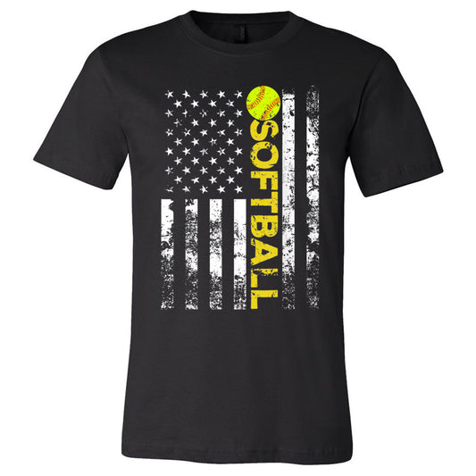 Softball Flag - Black Tee - Southern Grace Creations