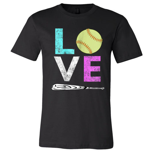 Softball Love - Black Tee - Southern Grace Creations