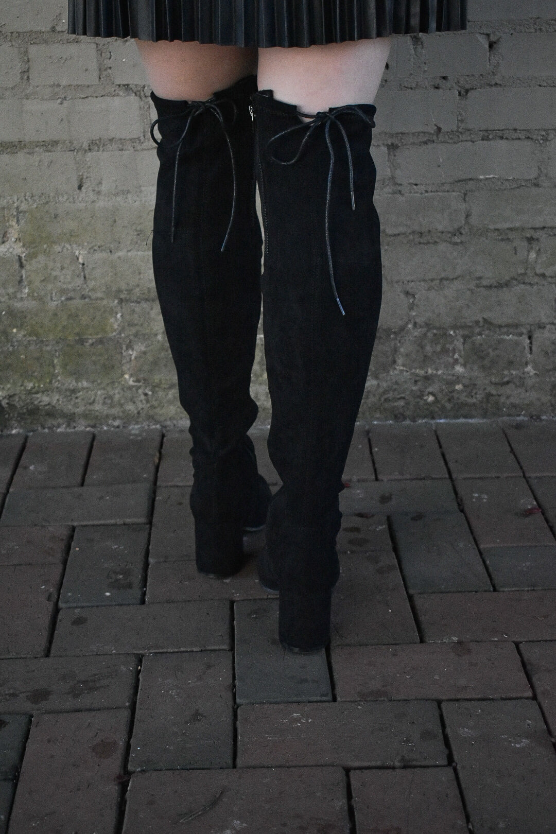 Step Up Over the Knee Boots-Black - Southern Grace Creations