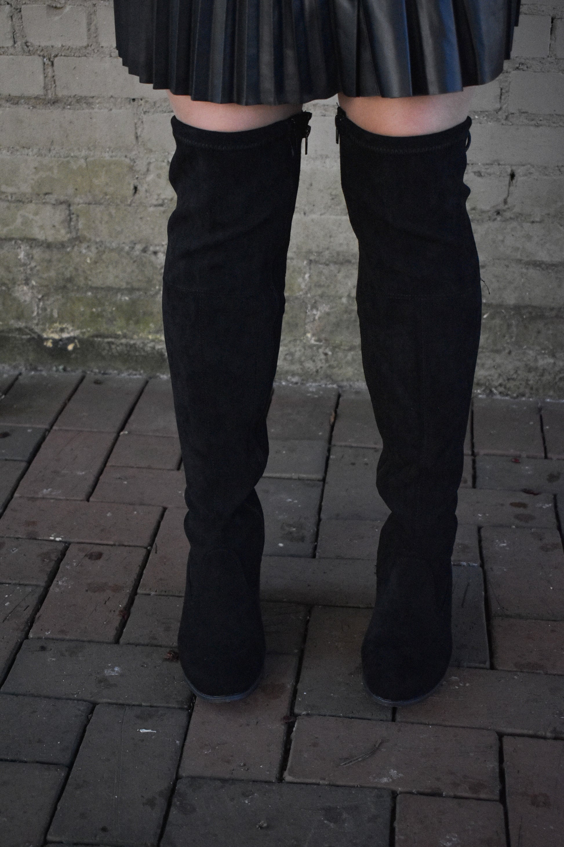 Step Up Over the Knee Boots-Black - Southern Grace Creations