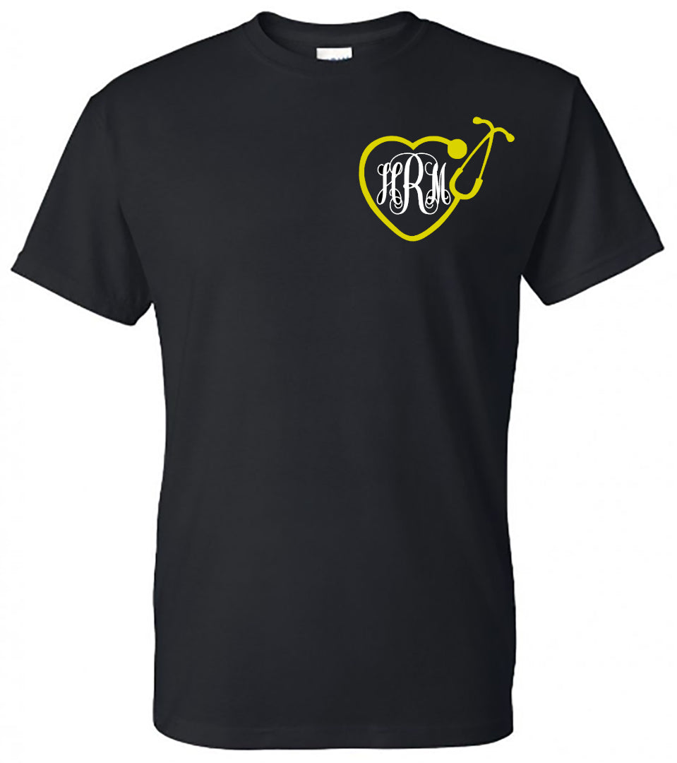 Stethoscope Heart Monogram Tee - Southern Grace Creations
