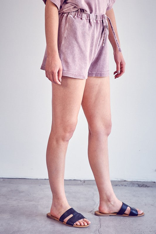 Stone Washed Shorts - Dusty Mauve - Southern Grace Creations