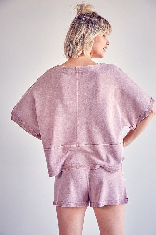 Stone Washed Shorts - Dusty Mauve - Southern Grace Creations