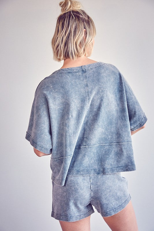 Stone Washed Shorts - Washed Forest - Southern Grace Creations