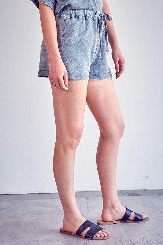 Stone Washed Shorts - Washed Forest - Southern Grace Creations