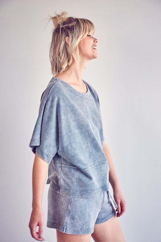 Stone Washed Shorts - Washed Forest - Southern Grace Creations